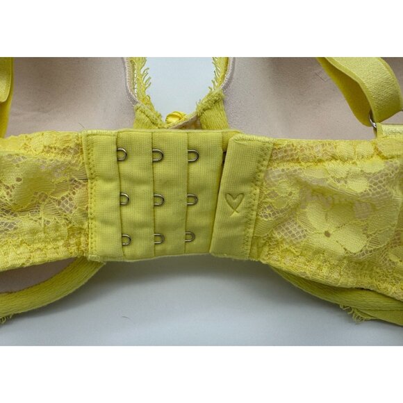 Victoria's Secret Dream Angels Push-Up Bra Yellow Lace Padded Underwire 36DD - Picture 5 of 8